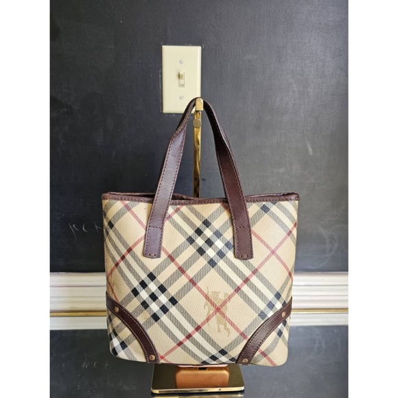 Authentic Burberry Haymarket Nova Check Canvas Small Tote Bag - Picture 1 of 9